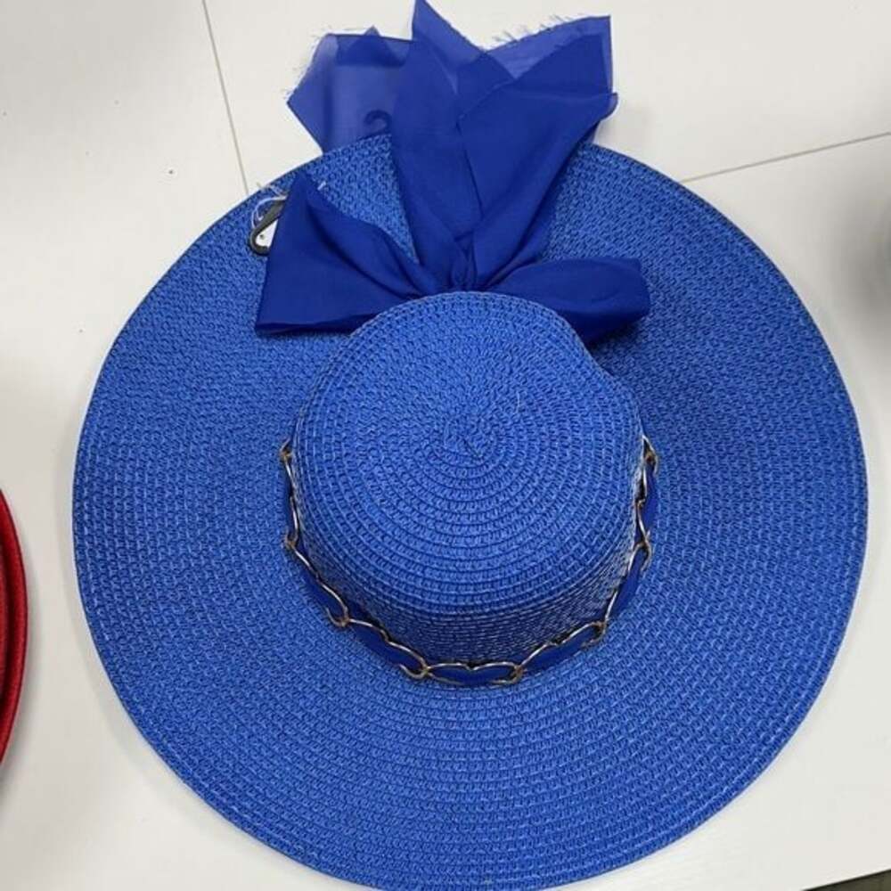 Elegant Blue Wide-Brim Hat